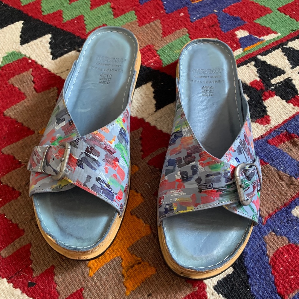 KAYROKA Leather Comfort Sandals MAXIMALIST bright painted art style buckle 10 41